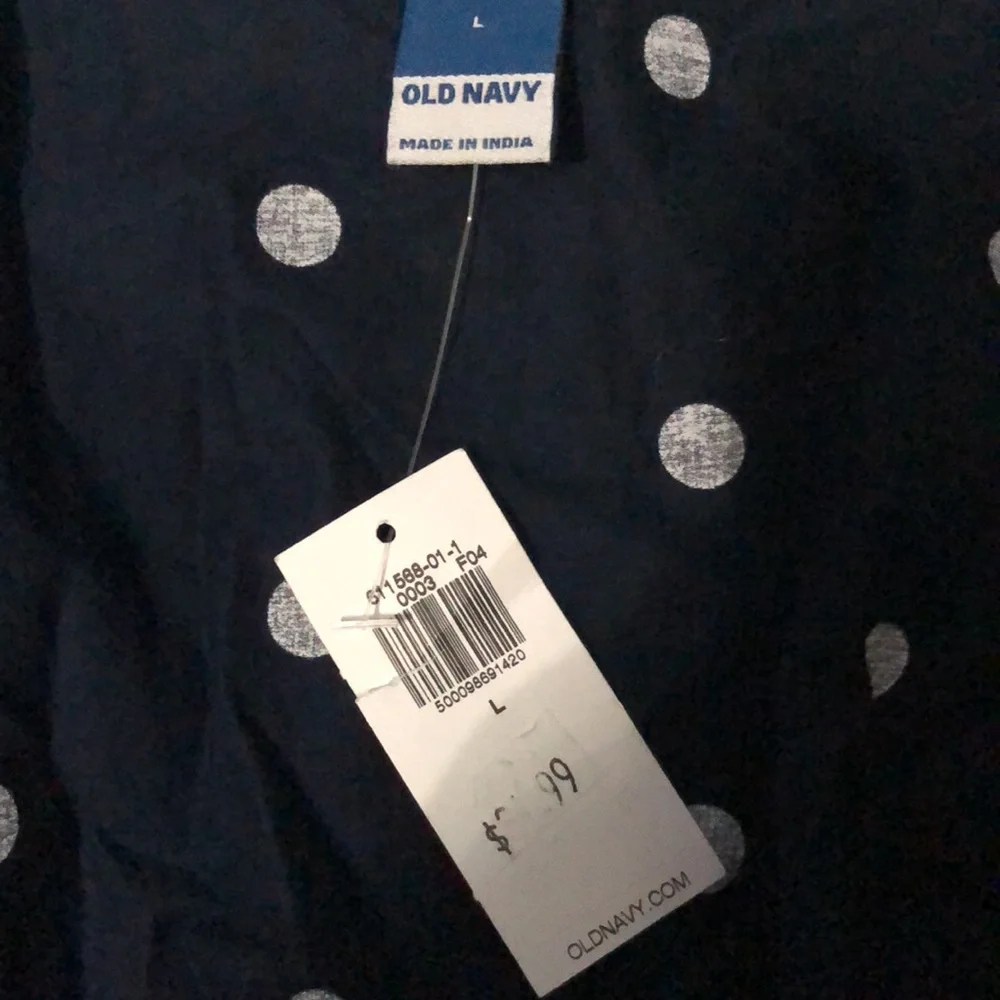 Old Navy Navy Blue Polka Dot Puff Sleeve Wrap Top